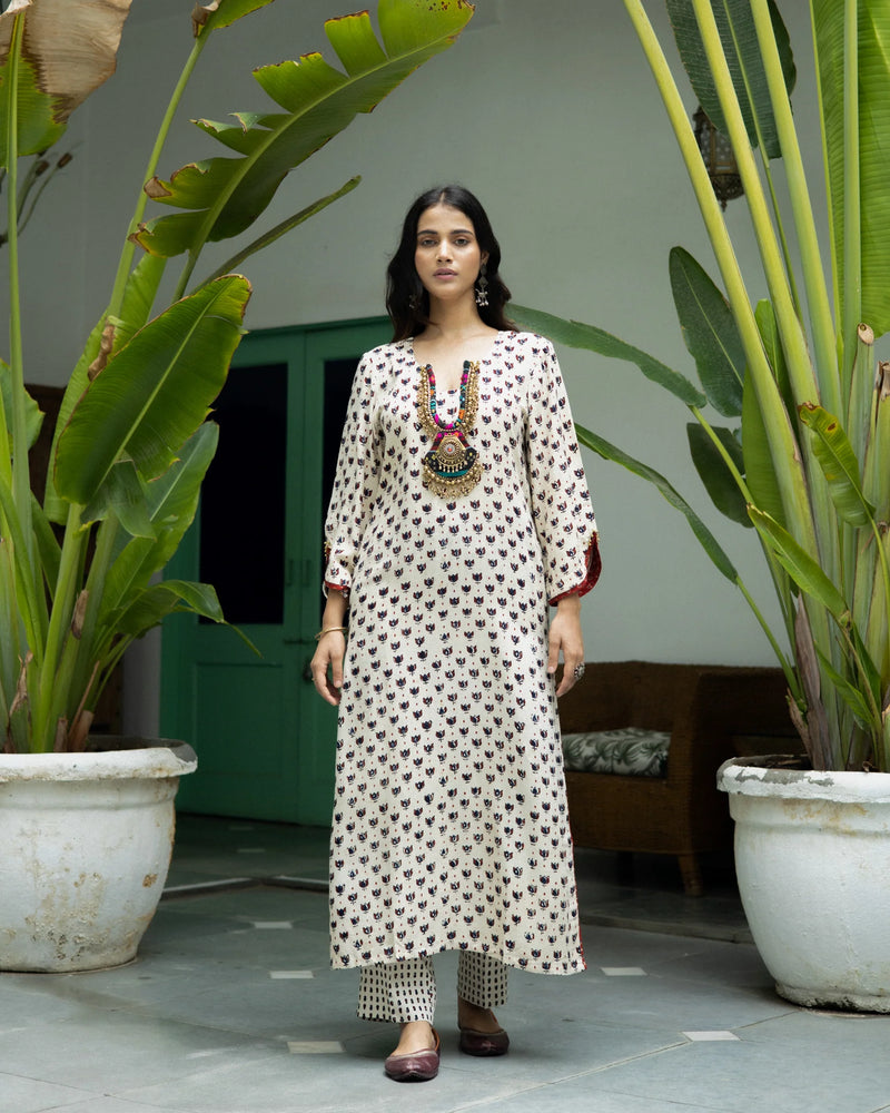 Jalaja Ajrakh Print Pure Cotton Kurta Set