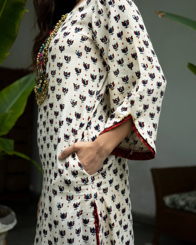 Jalaja Ajrakh Print Pure Cotton Kurta Set