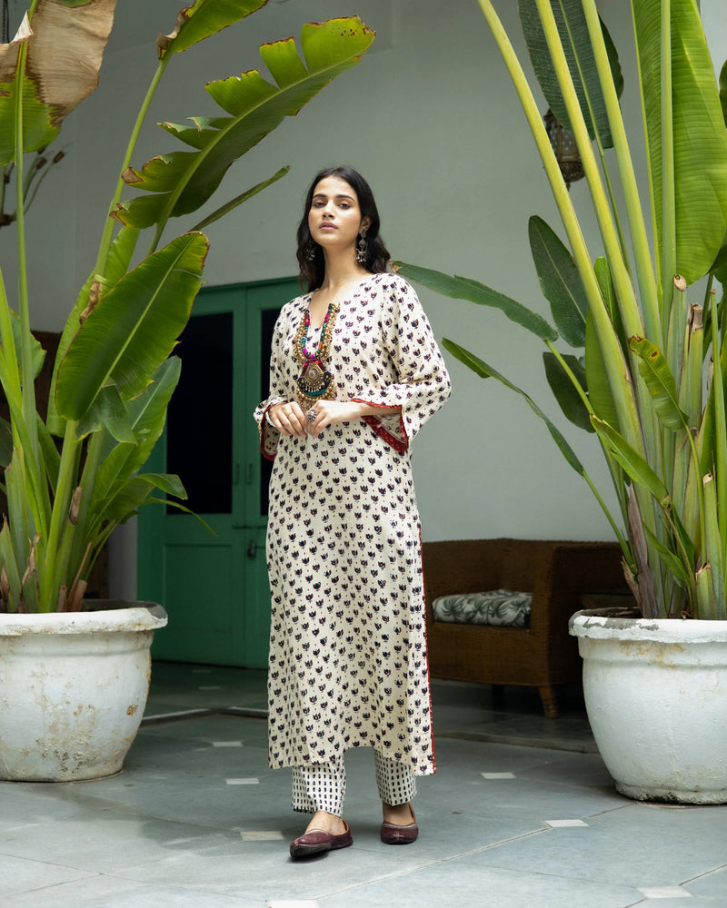 Jalaja Ajrakh Print Pure Cotton Kurta Set