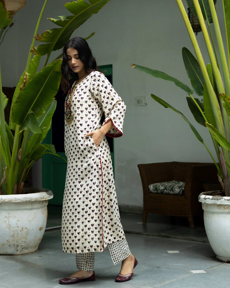 Jalaja Ajrakh Print Pure Cotton Kurta Set