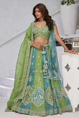 Ivory Georgette Tissue Embroidered Lehenga Choli