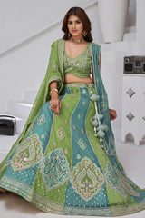 Ivory Georgette Tissue Embroidered Lehenga Choli