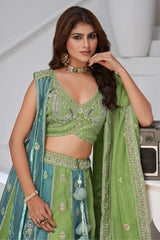 Ivory Georgette Tissue Embroidered Lehenga Choli