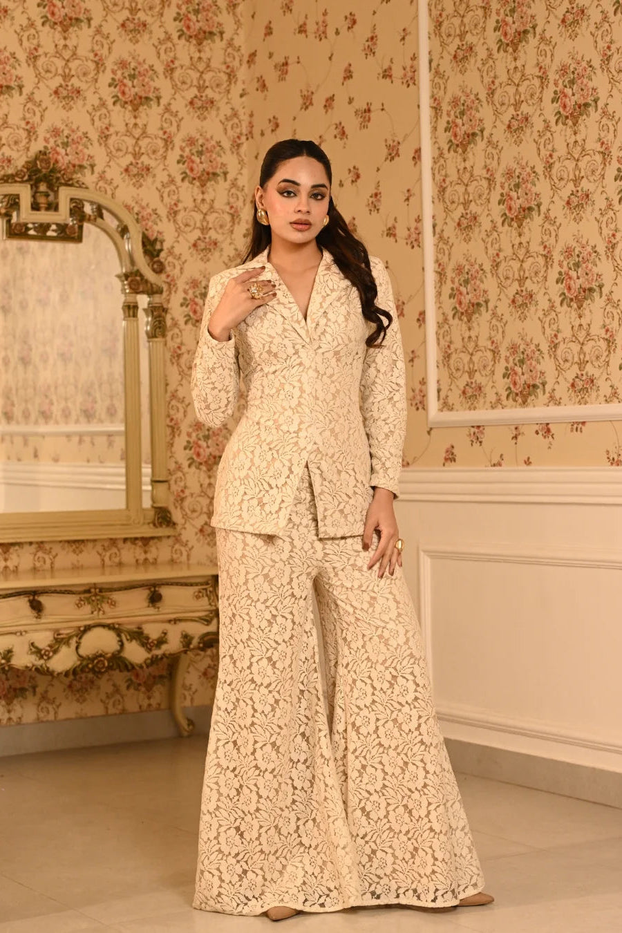 Ivory Lace Blazer Co-ord Set