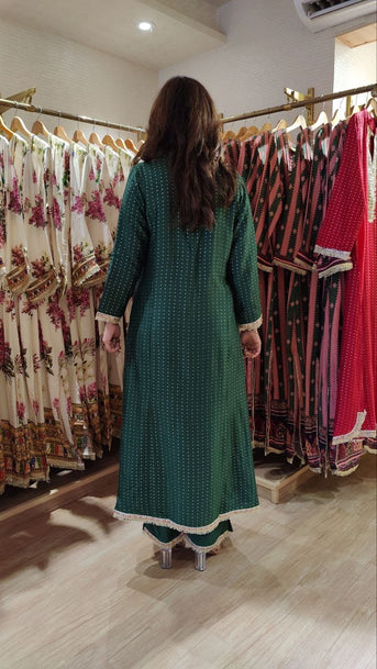 Jacquard Silk Long Kurta Pant Set