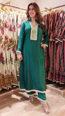Jacquard Silk Long Kurta Pant Set