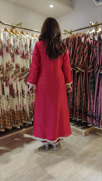 Jacquard Silk Long Kurta Pant Set
