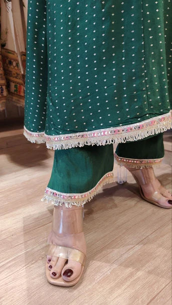 Jacquard Silk Long Kurta Pant Set