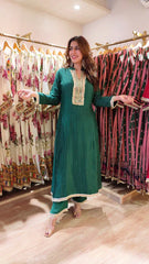 Jacquard Silk Long Kurta Pant Set