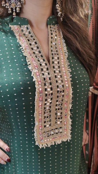 Jacquard Silk Long Kurta Pant Set