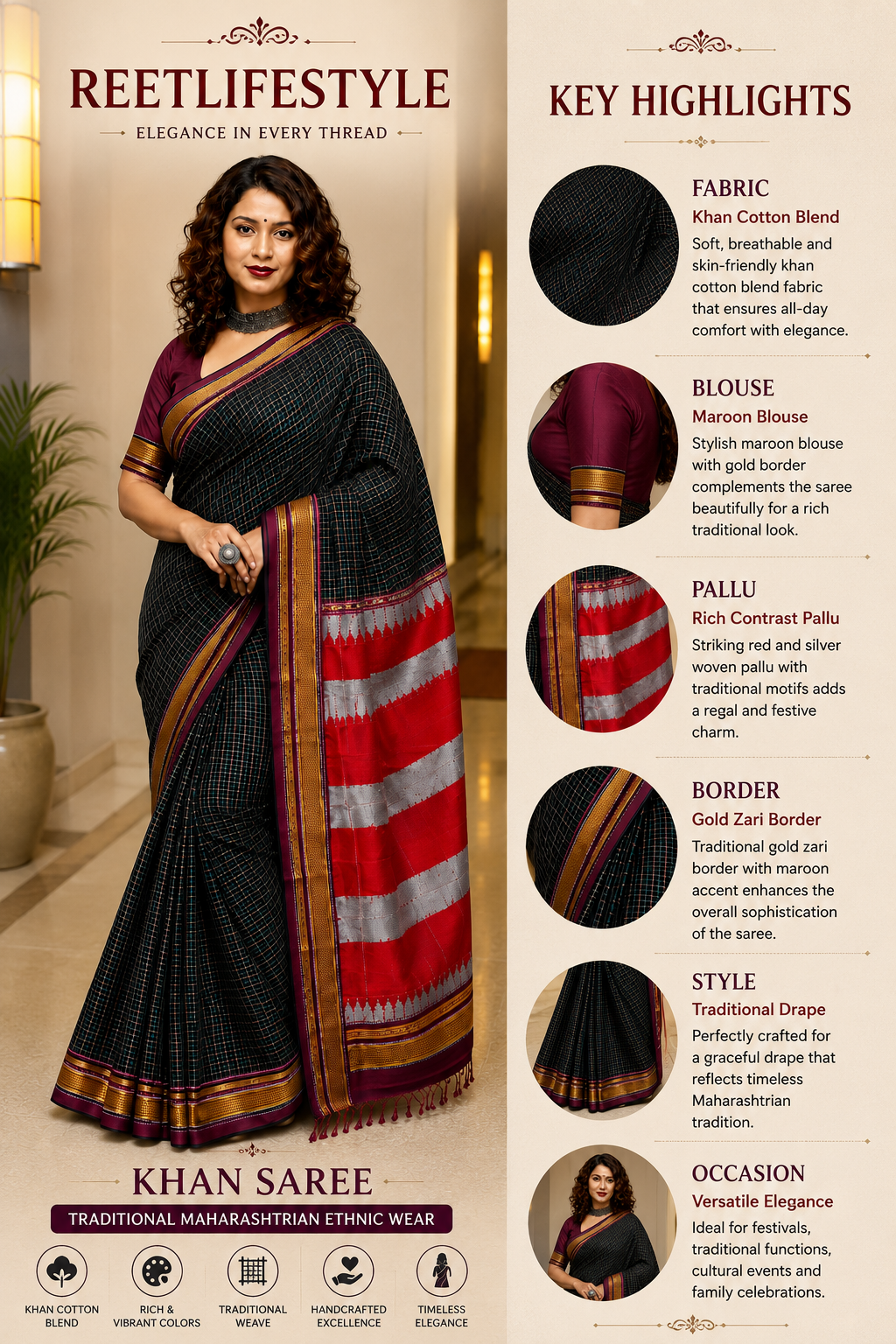 Marathmoli Parampara Traditional khun Saree