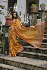 Kalakriti Cotton Silk Yellow Saree