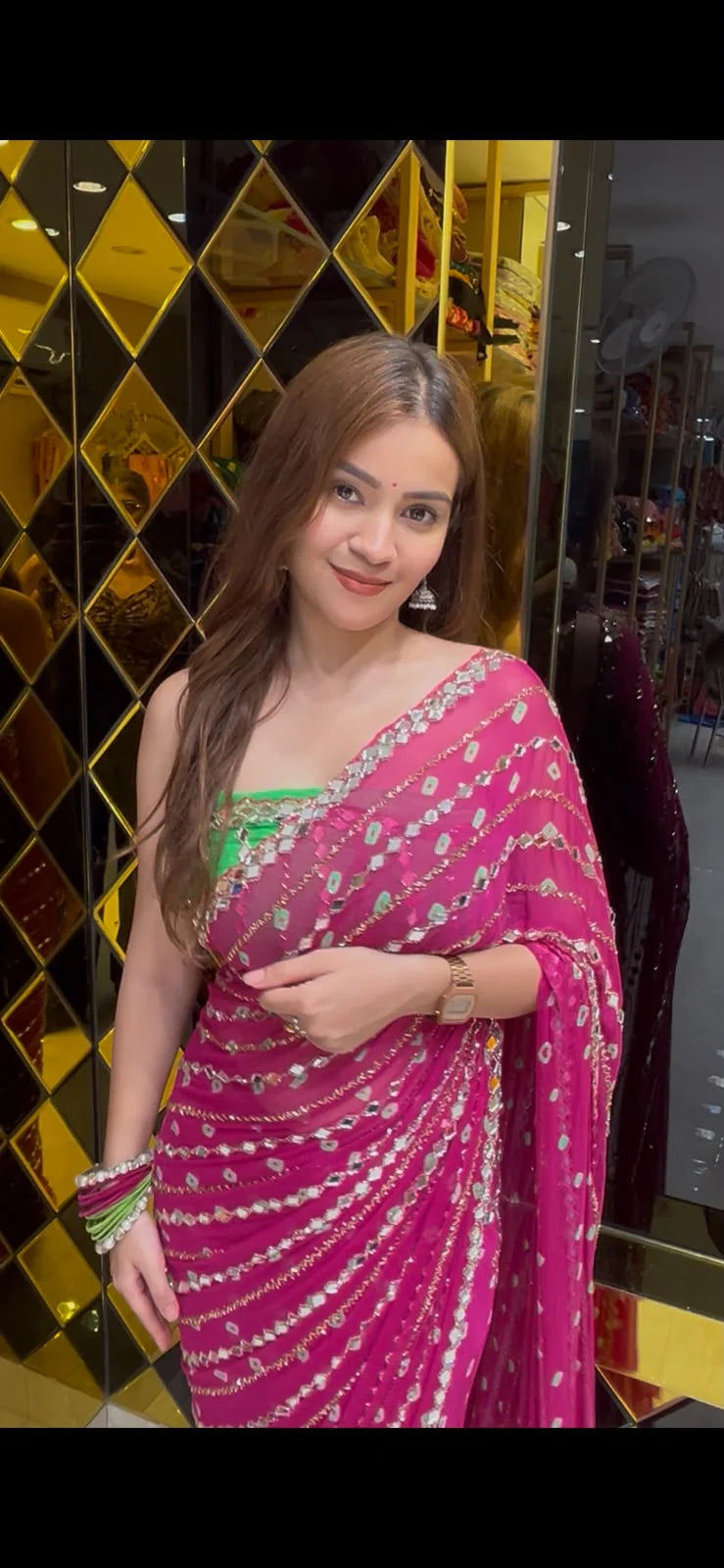 Premium Bandhej Handwork Pure Chiffon Saree