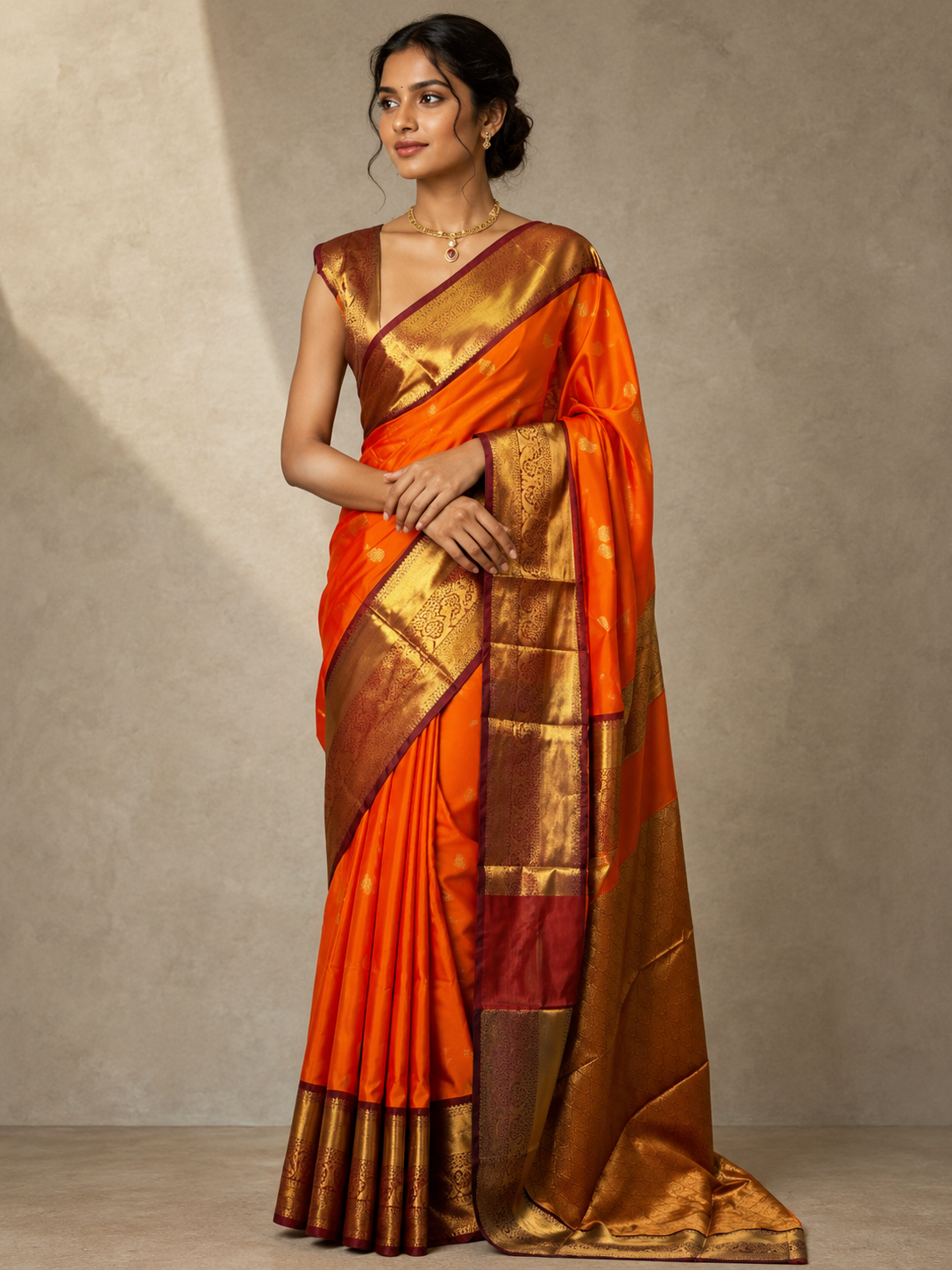 Kesariya Banarasi Silk Saree
