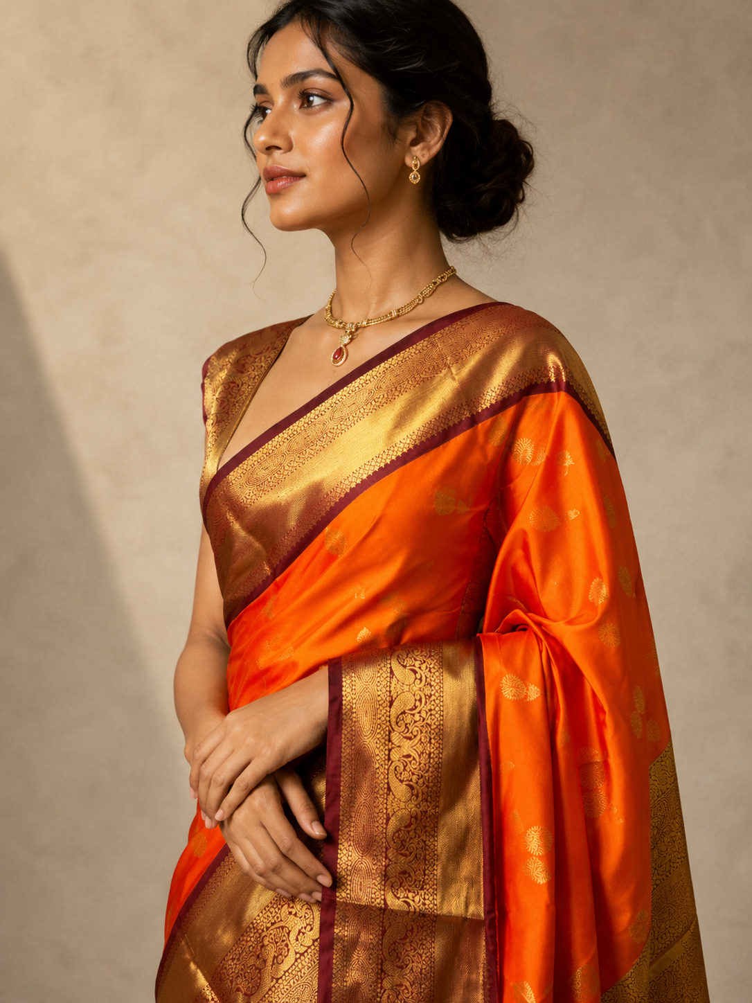 Kesariya Banarasi Silk Saree