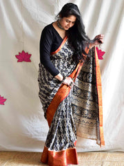 Khumaar Kalamkari Printed Mangalgiri Silk Zari Saree