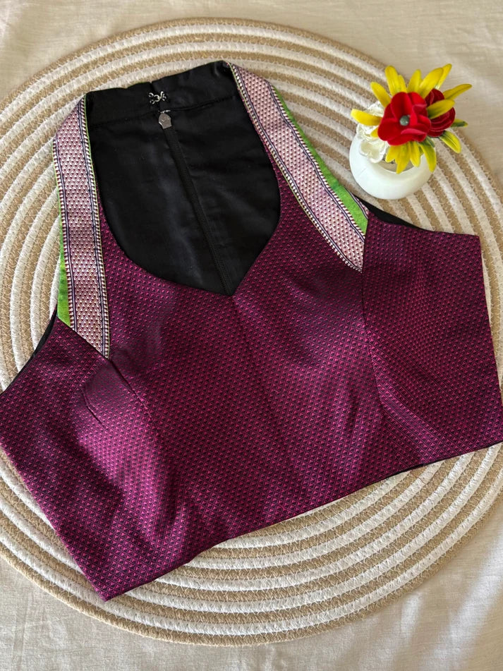 Ruhani Wine Halter Khun Blouse