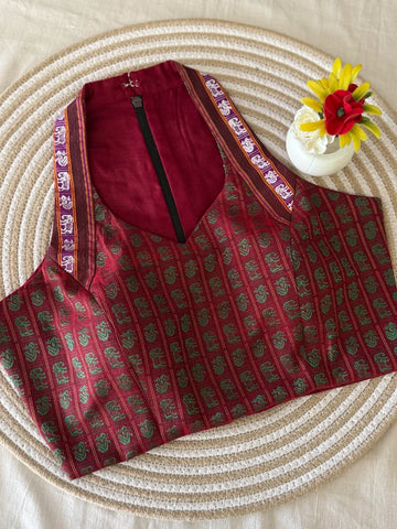 Ruhani Wine Halter Khun Blouse