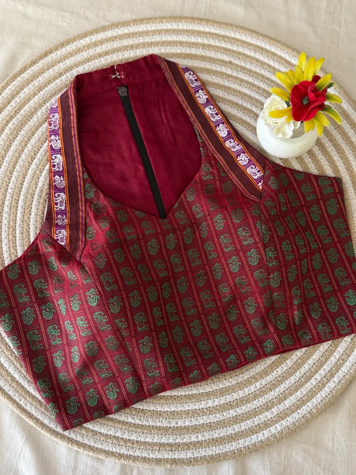 Ruhani Wine Halter Khun Blouse