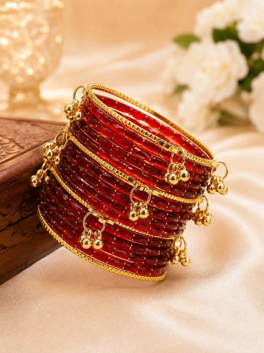 Rangrez Rainbow and Ghungroo Bangle Set