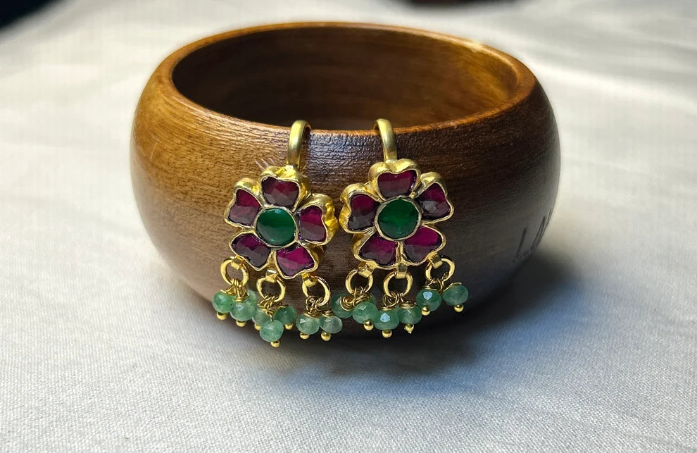 Traditional Maharashtrian Ear Cuff Floral Kundan Bugdi