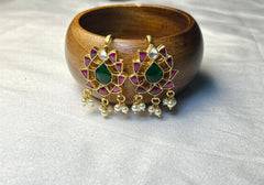 Lotus Kundan Bugdi Earrings Traditional Maharashtrian Ear Cuff