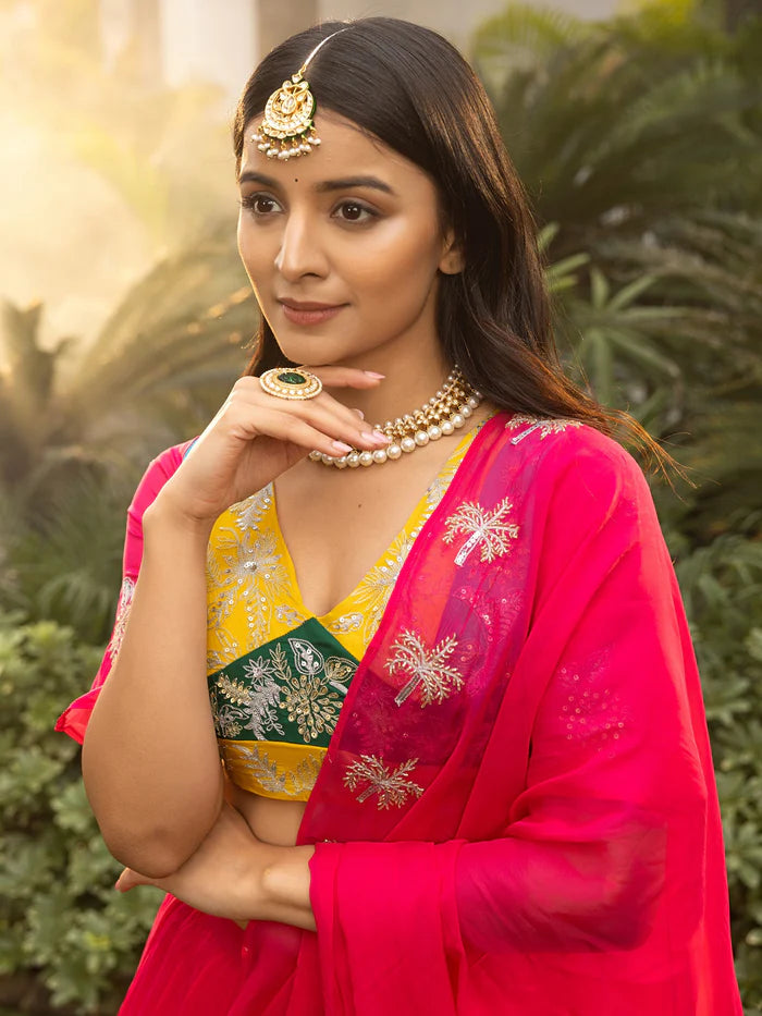 Tales Of Organza Pink Saree with Blouse