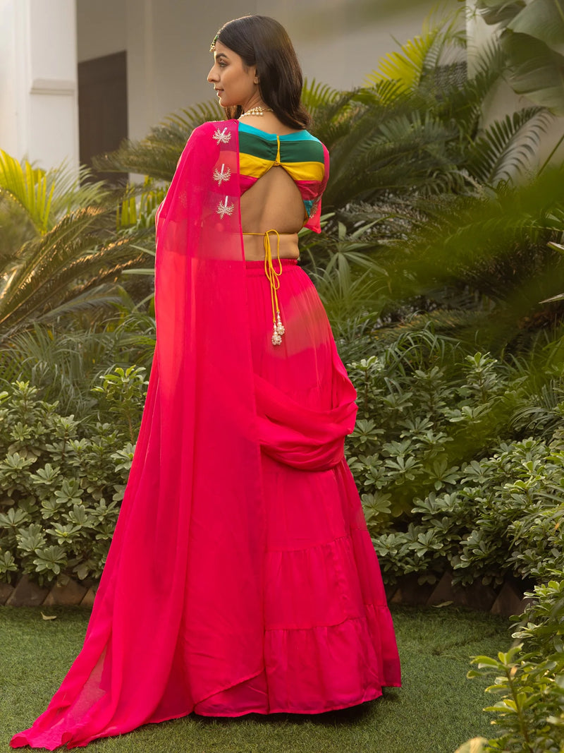 Pink Organza Handwork Saree Elegance