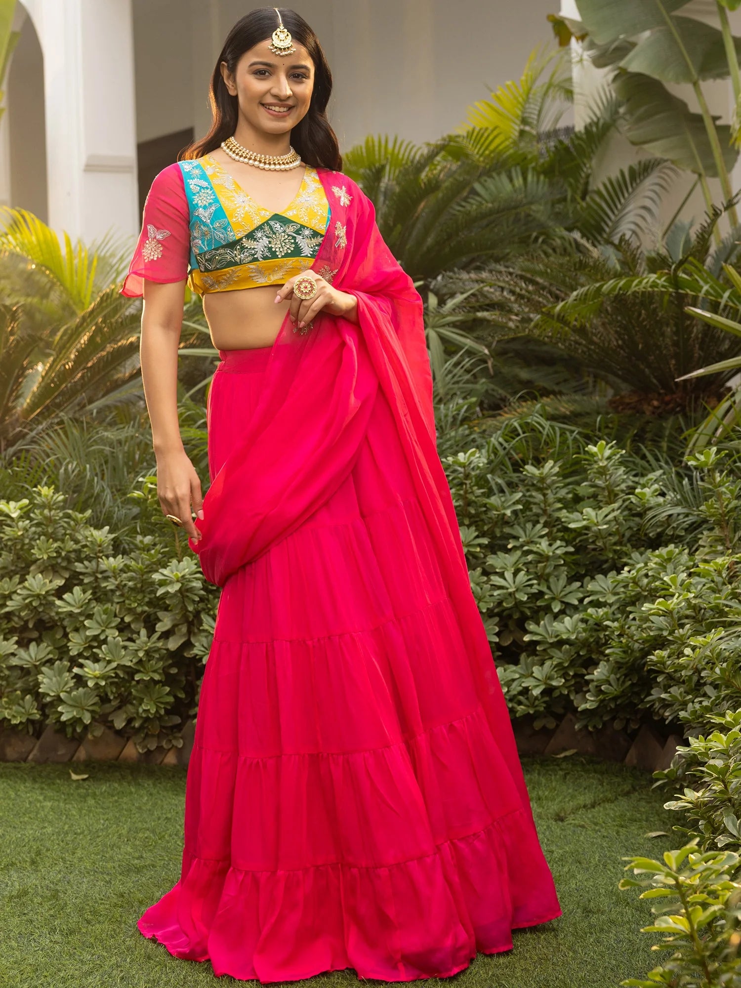 Pink Organza Handwork Saree Elegance