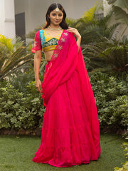 Tales Of Organza Pink Saree with Blouse