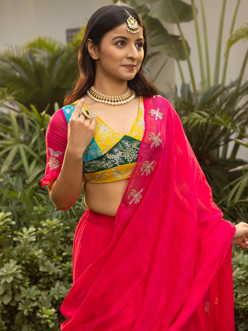 Pink Organza Handwork Saree Elegance