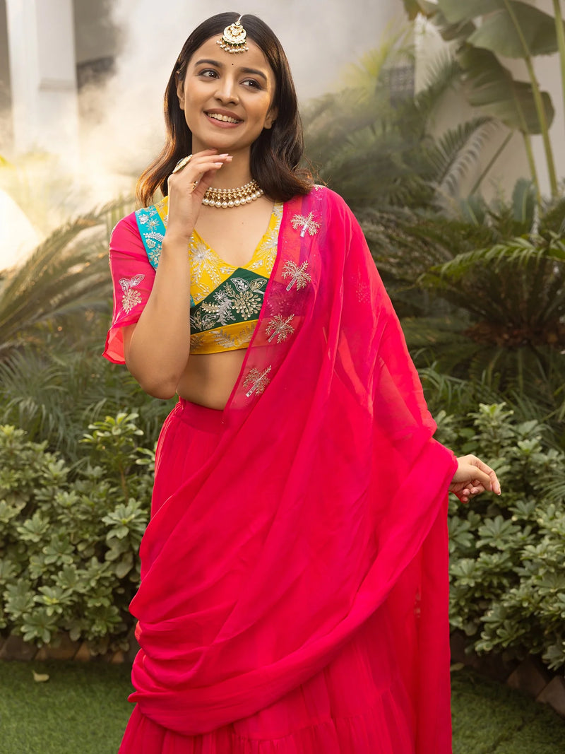 Pink Organza Handwork Saree Elegance