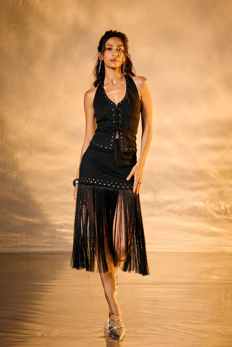 Studded High-Waist Party Skirt