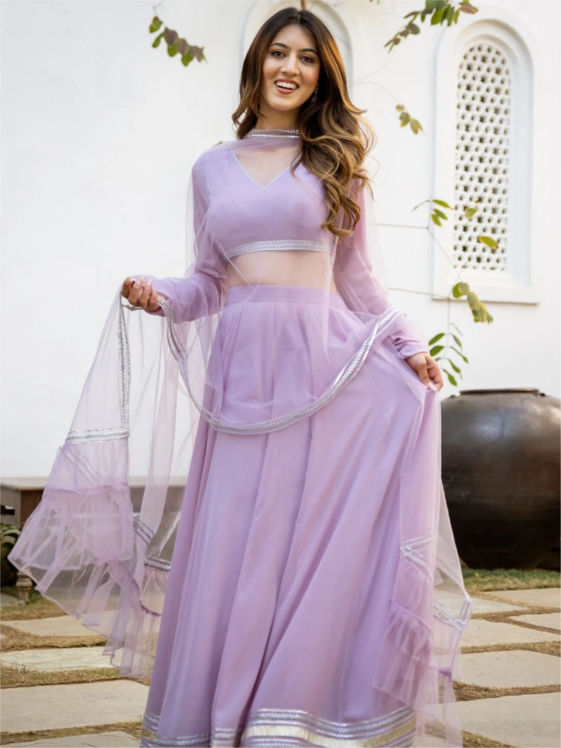 Lavender Georgette Gota Lehenga Choli