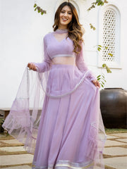 Lavender Georgette Gota Lehenga Choli