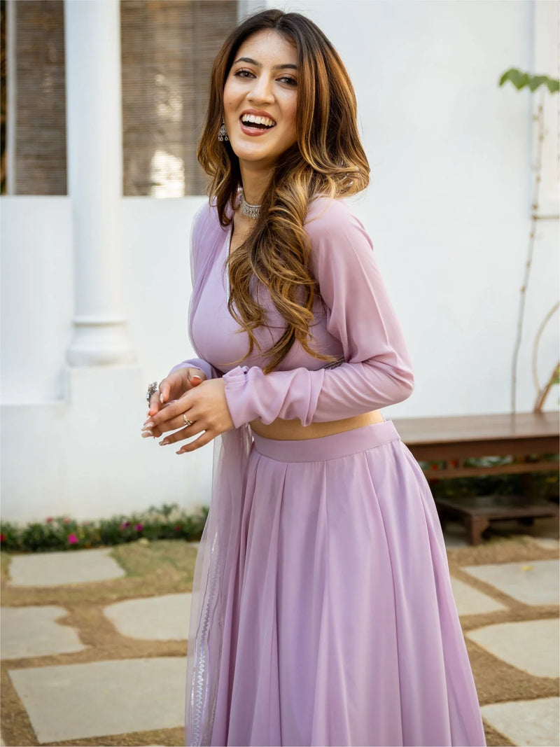 Lavender Georgette Gota Lehenga Choli