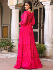 Pink Georgette Handwork Lehenga Set