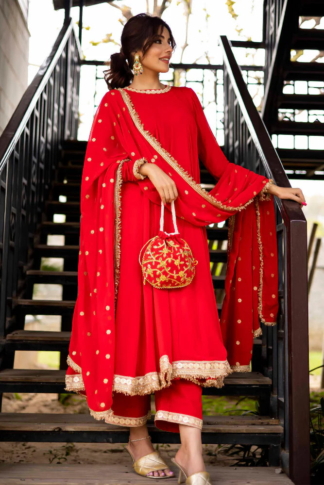 Lavanya Red Anarkali Suit Set