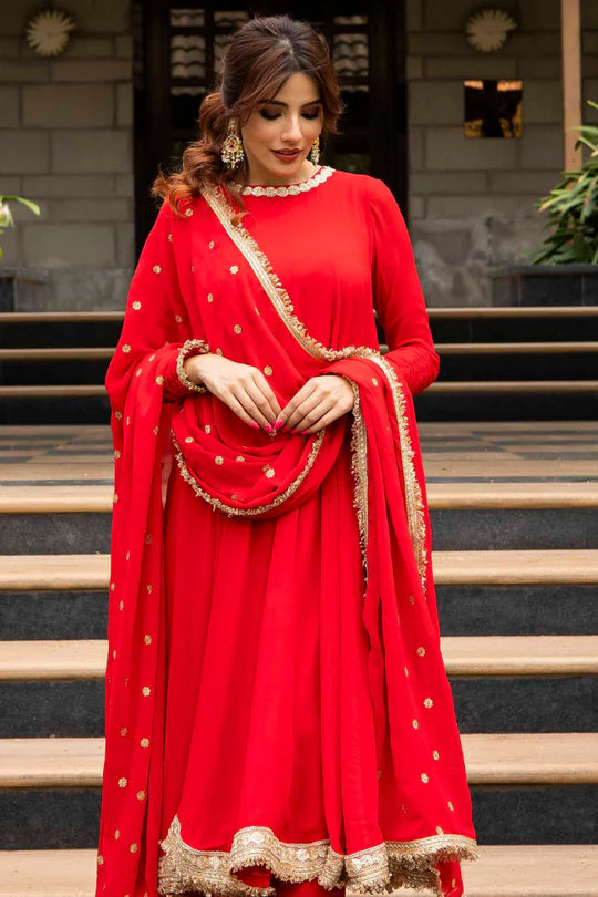 Lightweight red anarkali dress for party