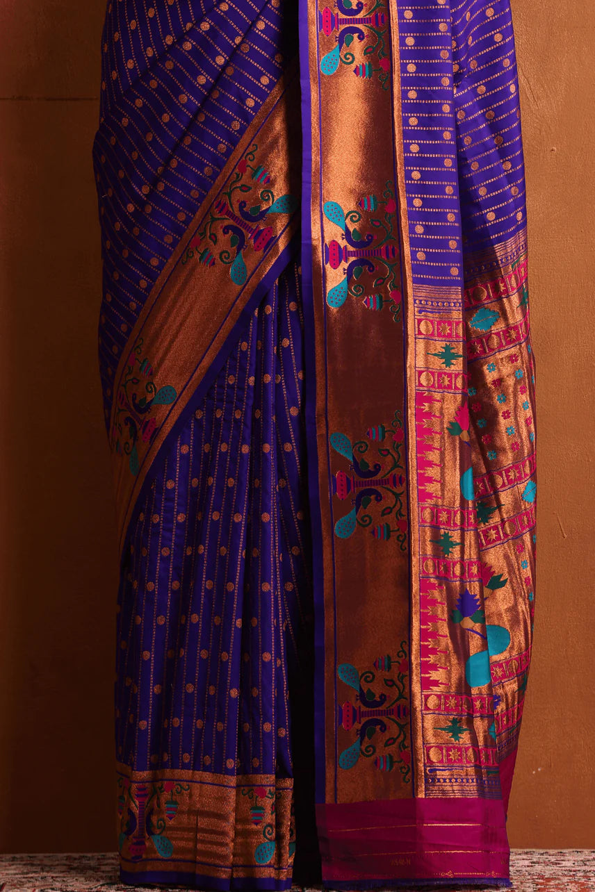 violet paithani saree