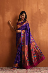 violet paithani saree