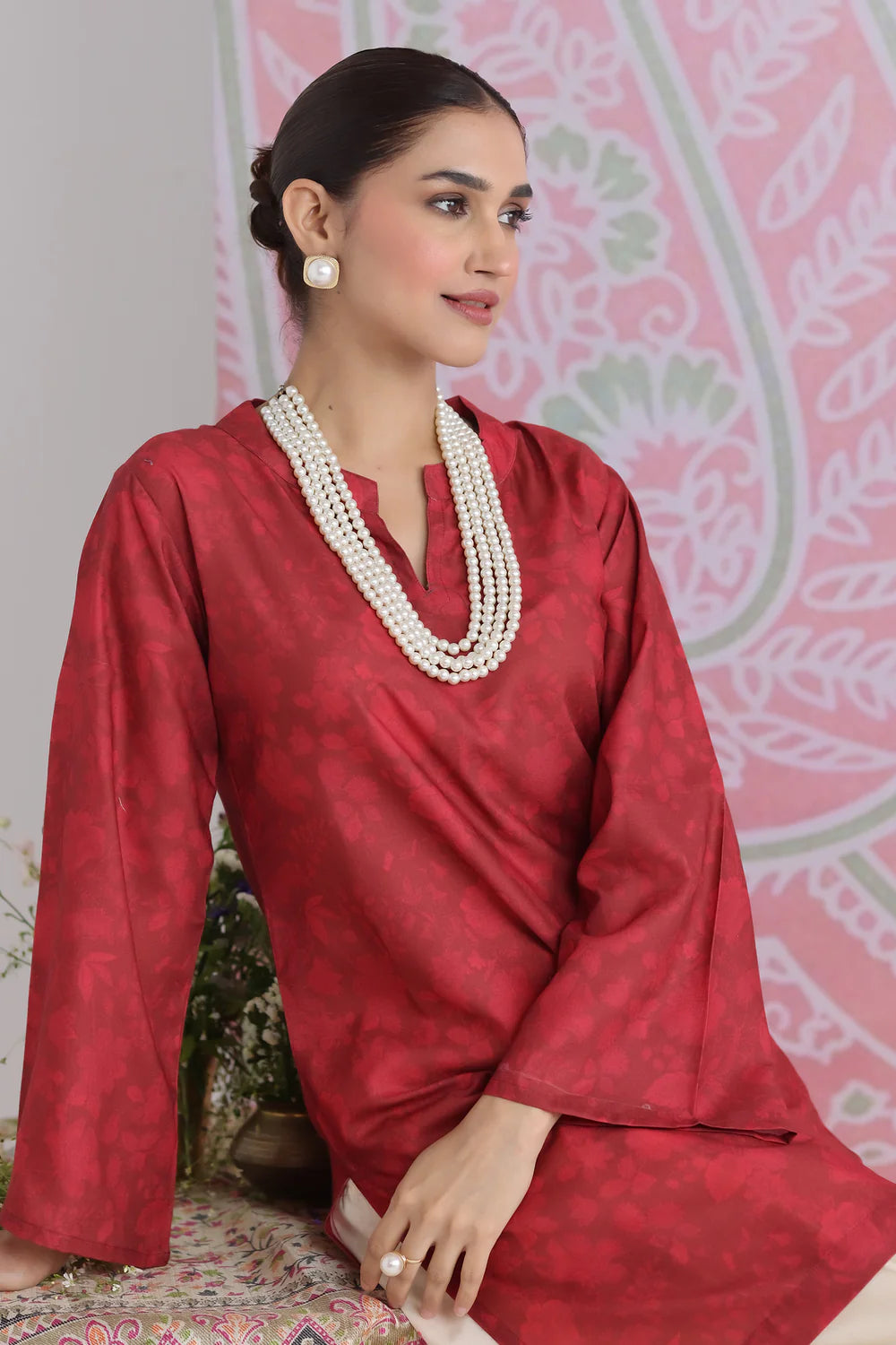 Ikat Printed Lawn Cotton Co-ord Set with Farsi Pants