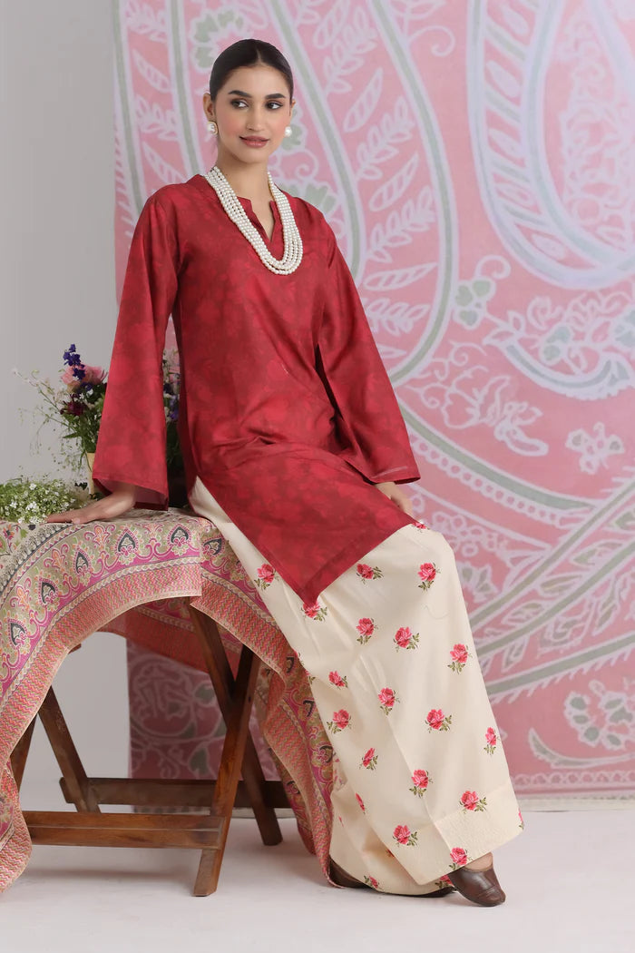 Ikat Printed Lawn Cotton Co-ord Set with Farsi Pants