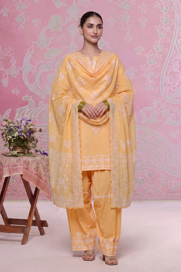 Ikat Printed Lawn Cotton Co-ord Set with Farsi Pants
