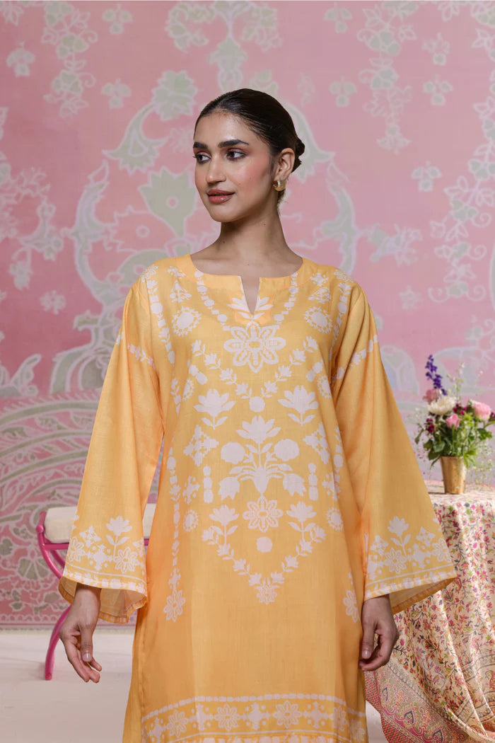 Ikat Printed Lawn Cotton Co-ord Set with Farsi Pants