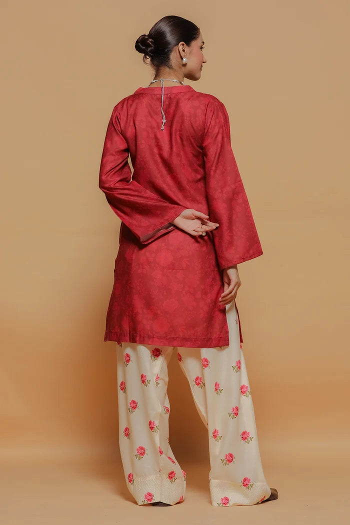 Ikat Printed Lawn Cotton Co-ord Set with Farsi Pants