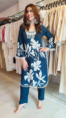 Flowing Cotton Lily Blue Kurta Coord