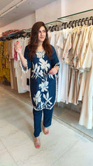 Flowing Cotton Lily Blue Kurta Coord