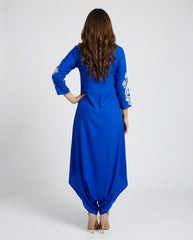 Liva Cotton Royal Blue Embroidered Jumpsuit