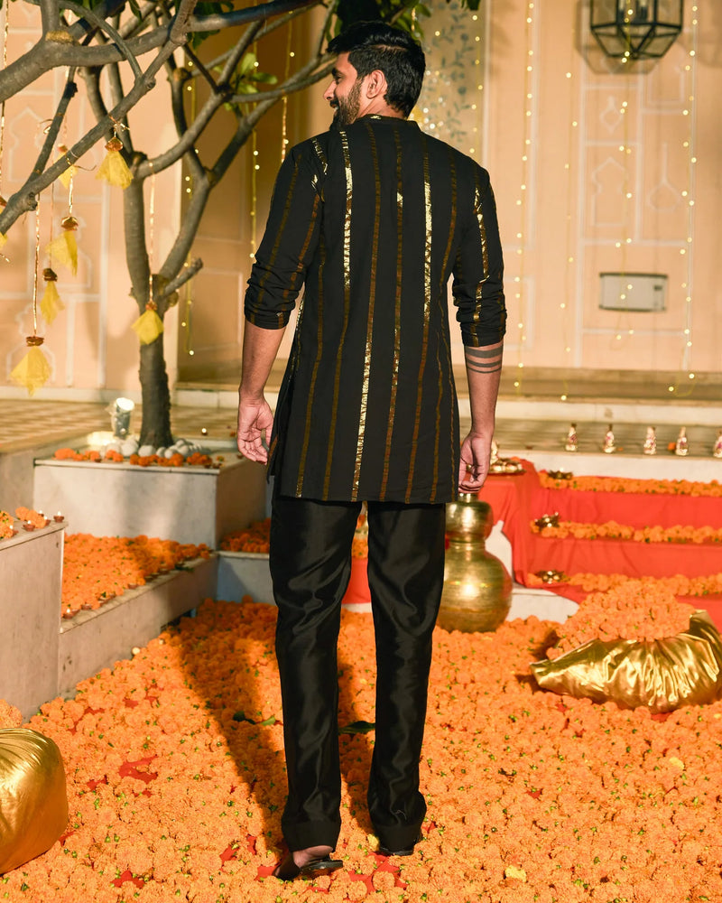 Lurex Black Knitted Kurta